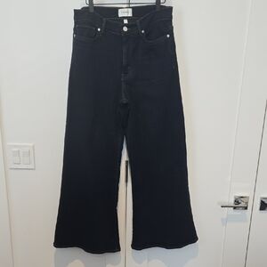 Frame Dark Wash Wide Leg Ankle Length Size 30